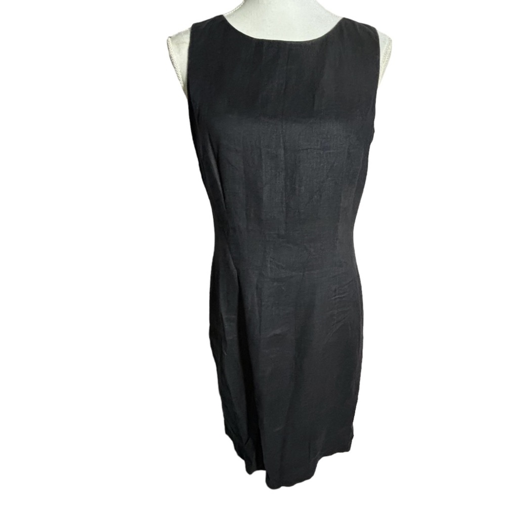 AGB Black Linen Lined Sheath Dress Size 6